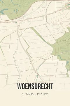 Vintage landkaart van Woensdrecht (Noord-Brabant) van Rezona