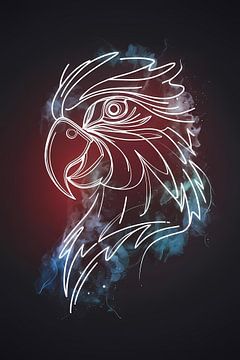 Dynamischer abstrakter Adler in Farbe von De Muurdecoratie