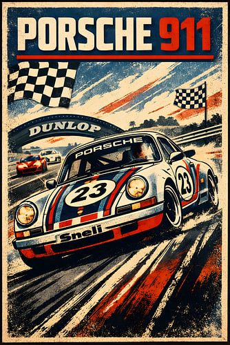 Porsche 911 Vintage Racing Poster
