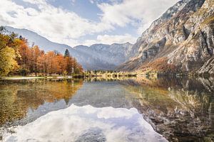 Spiegelglatter Bergsee im Herbst - Bohinjsko jezero, Slowenien