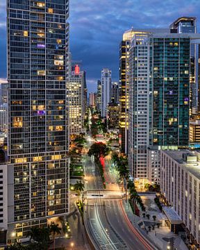 Brickell Avenue Miami Nightview by Bart Hendrix