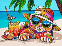 Cat enjoys beach life