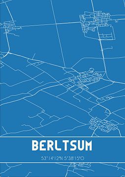 Blauwdruk | Landkaart | Berltsum (Fryslan) van Rezona