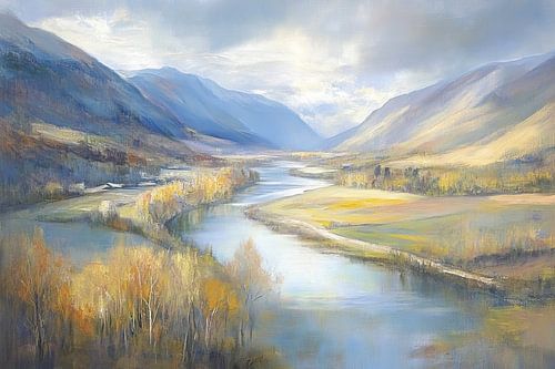 River valley Autumn landscape