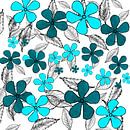 Blue digital flowers van Roswitha Lorz thumbnail