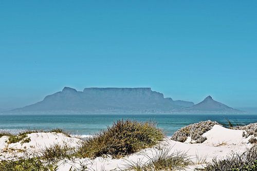 Sand dunes and Table Mountain in Cape Town
