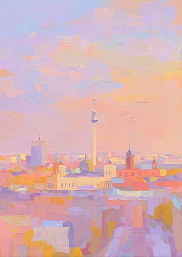 Berlin city view pastel oil