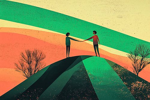 Samenwerking in kleurrijk landschap