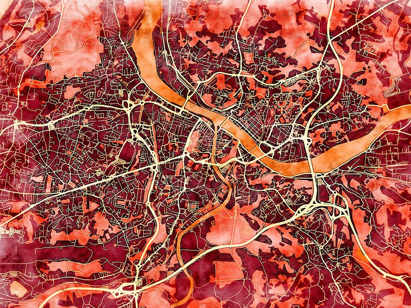 Kaart van Bayonne in de stijl 'Amber Autumn' van Maporia