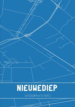 Blauwdruk | Landkaart | Nieuwediep (Drenthe) van Rezona