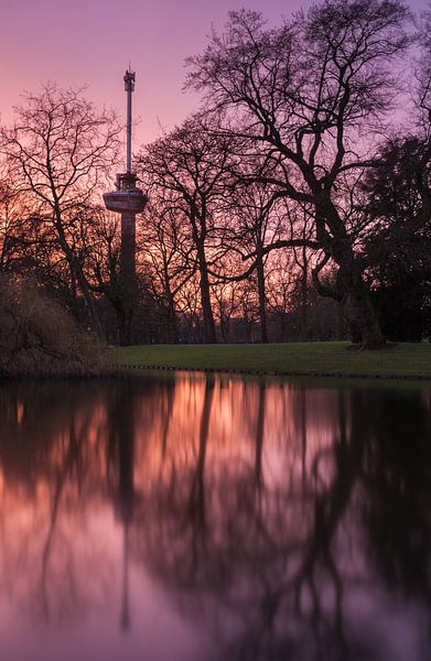 Euromast bij zonsondergang van Ilya Korzelius