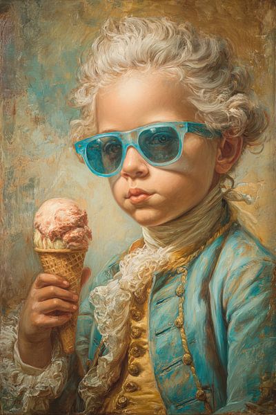 Garçon baroque avec lunettes de soleil - Merry Painting par Dessins et peintures de Peter Pen