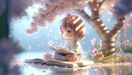 Spring reading in manga style by artefacti