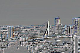 Skyline Rotterdam met Erasmusbrug van Marit Lindberg