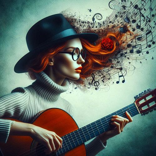 femme joue de la guitare