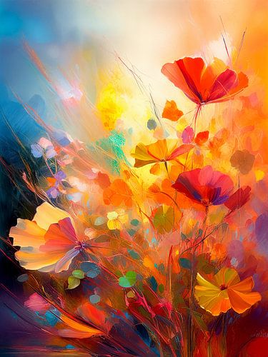 Fleurs colorées dans un champ de la série : Abstrait et coloré - 3