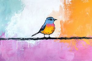 Fröhlicher Vogel in Farben