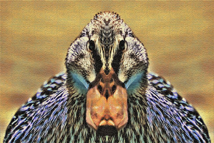 Portrait aliéné d'un canard en gros plan par Maud De Vries