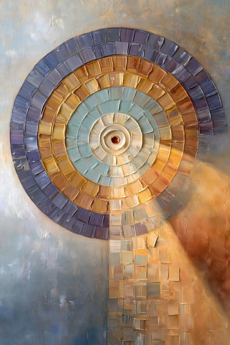 Paarse Abstract Schilderij: Boog die Uitstraalt naar het Licht