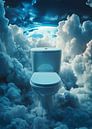 Zwevend toilet in een wolkenlandschap van Pixelbull Design thumbnail