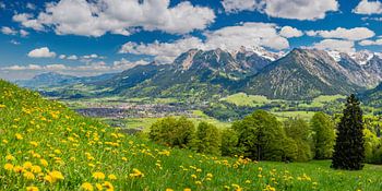 Bergpanorama von Südwesten auf Oberstdorf, Oberallgäu, Allgäu