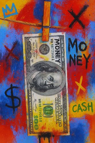 100 dollar schilderij.