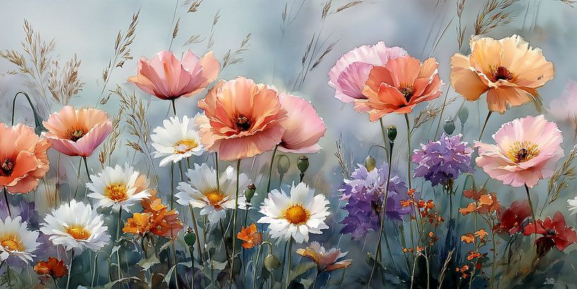 Summer meadow with dancing wildflower dreams by MArt