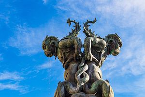 Blick auf den Brunnen Fontane dei mostri marini in Florenz, Ital