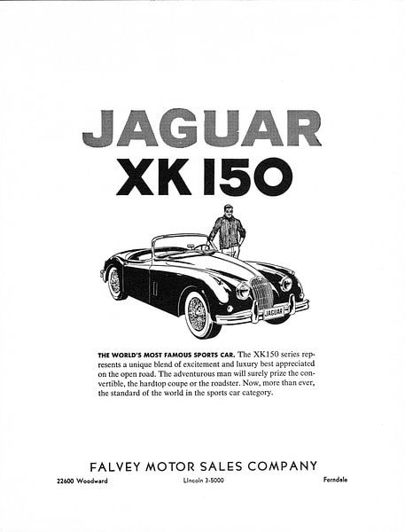 1960 Jaguar XK 150 reclame van Atelier Liesjes