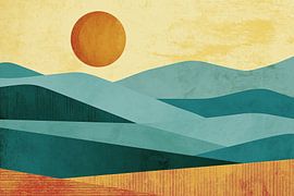 Coucher de soleil sur un paysage montagneux sur Imagine