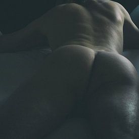 mannelijk naakt op bed van Frank Hertoch