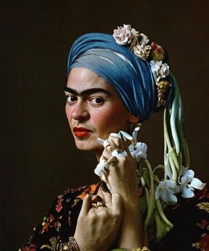 FRIDA X Girl with a Pearl Earring by MIXED