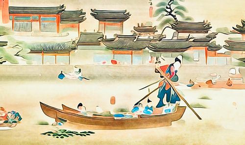 Merchant boats on the Mekong