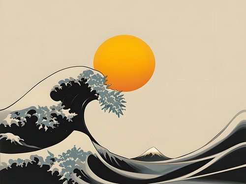 Gigantische golf in het avondlicht