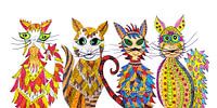 Vier katten van Inge Knol thumbnail
