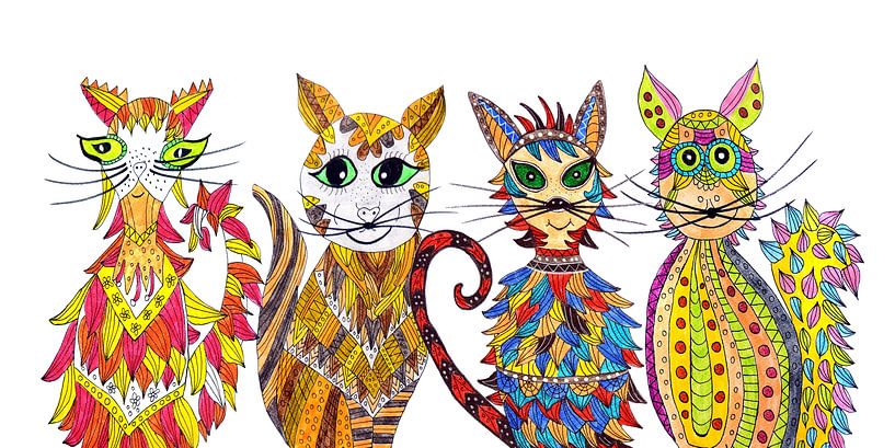 Vier katten van Inge Knol