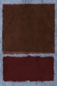 Abstrakte minimalistische Landschaftsmalerei in Braun und Blau von Abstrakte minimalistische Kunst