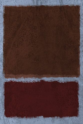 Abstract minimalistisch landschapschilderij in bruin en blauw