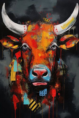 Kleurrijke abstracte stier