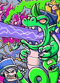 Kaiju Power Surge - Pixelkaiju Popart Doodle by Pixelkaiju