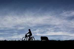 Fahrradtour als Silhouette von Arjen Roos