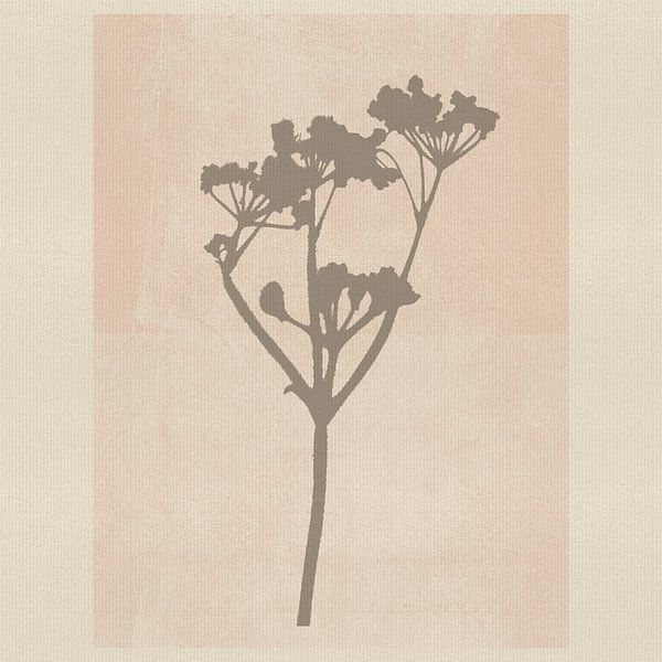 Minimalist botanical in taupe, soft pink and white by Dina Dankers