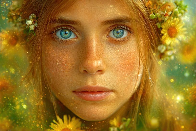 femme avec des fleurs par Egon Zitter