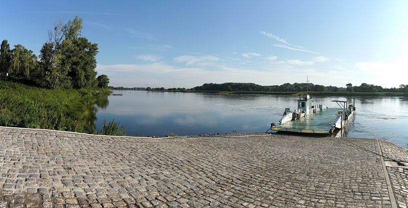 Ferry on the bank of the river Elbe near Magdeburg by Heiko Kueverling