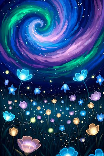 Kosmischer Blüten-Spiralgarten