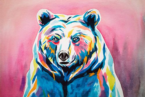 Peinture abstraite colorée d'un ours