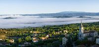 The Luberon Valley in the early morning with the village of Bonnieux