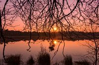 Zonsopkomst aan het water in de natuur