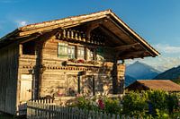 Swiss farmhouse in the evening sun