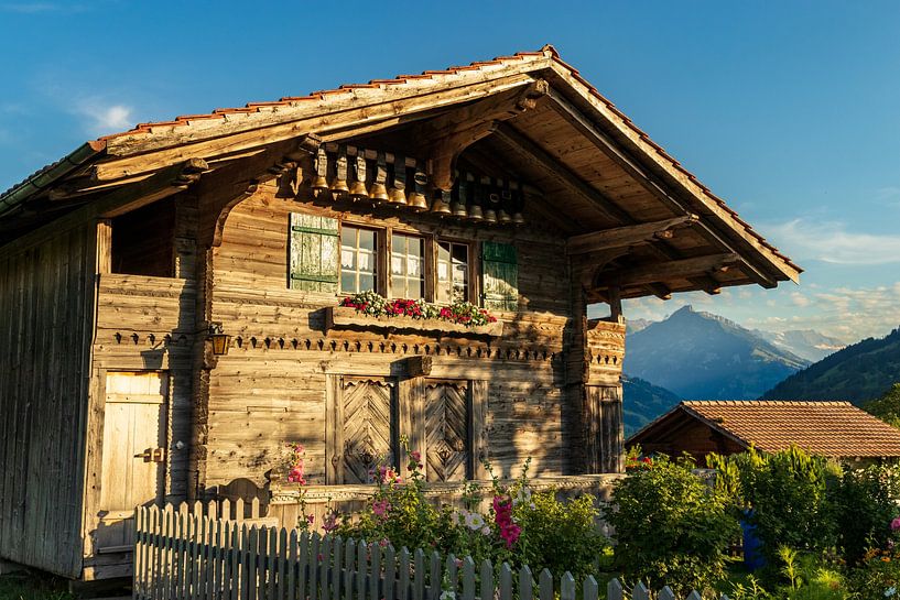 Ferme suisse au soleil du soir par Reinier Holster